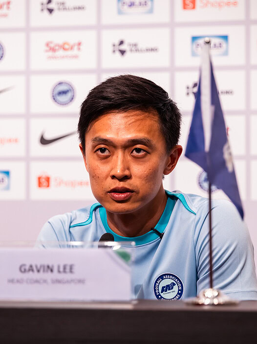 Gavin Lee, Singapore head coach, speaking at a press conference.