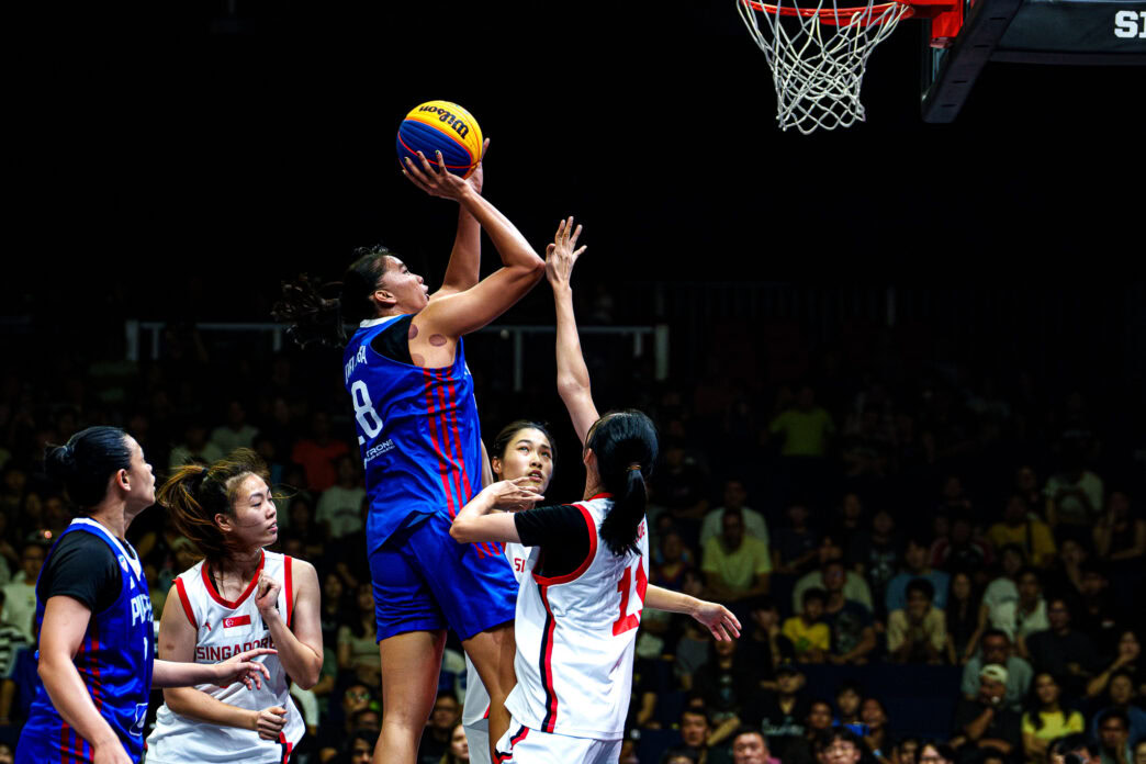 Singapore women’s 3x3 basketball team competing in a tournament.
