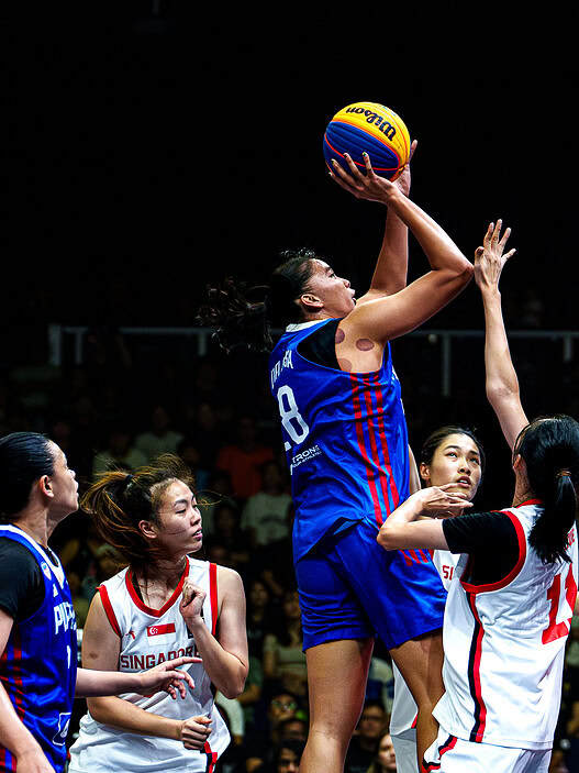 Singapore women’s 3x3 basketball team competing in a tournament.