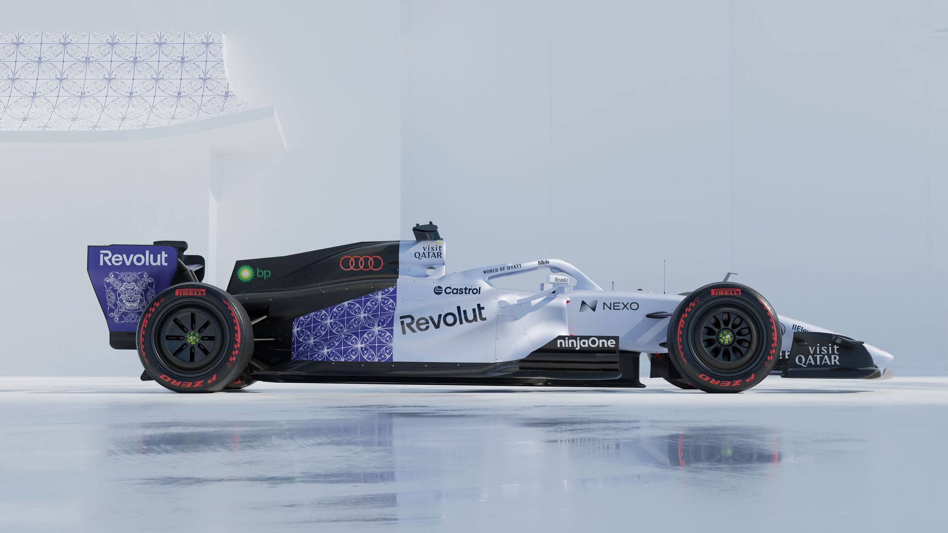 Grey Racing Pattern Audi Revolut F1 Team Unveils Singapore-Inspired Livery and adidas ...